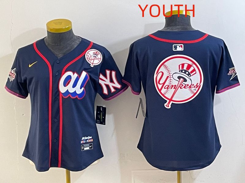 Youth 2025 New York Yankees Blank Drak Blue All star Nike MLB Jersey style 017